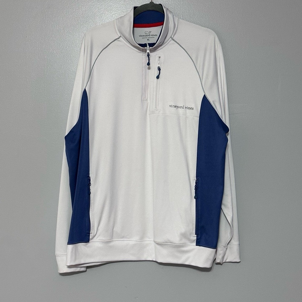Vineyard Vines Mens X-Large XL White 1/4 Zip Long Sleeve Pullover Performance